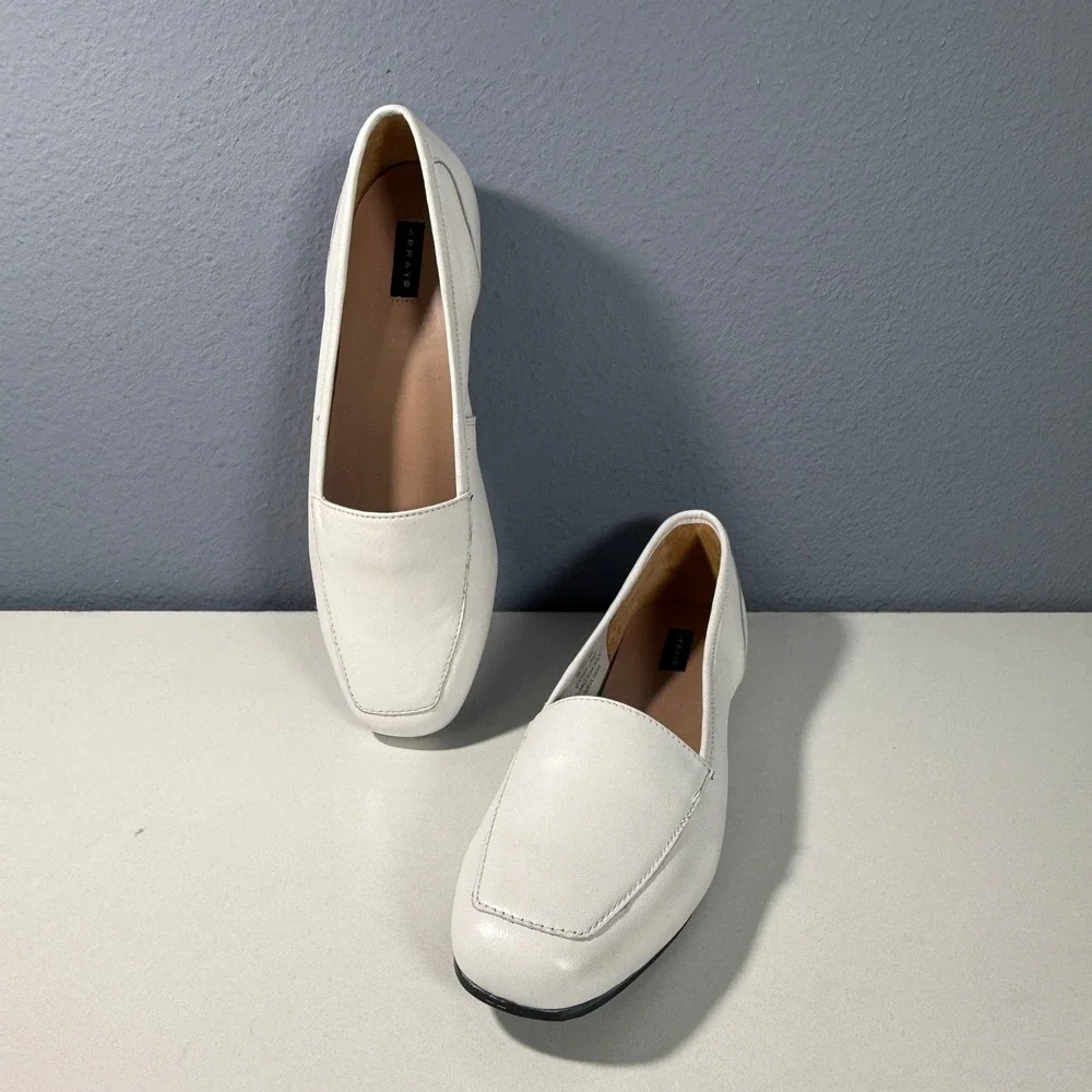 Array White Leather Women's Loafers